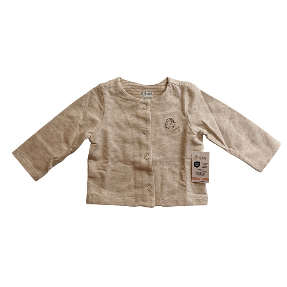 Bliss by Garanimals 3PK LS Outfit Set Sesame Beige Hedgehog 6-9M NEW - Picture 2 of 6